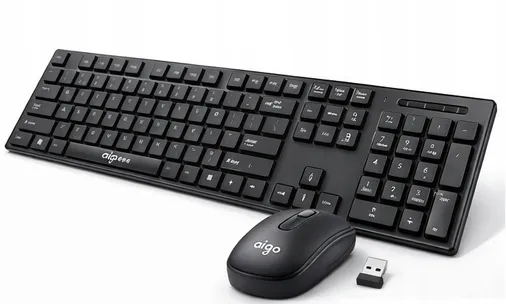 KLAWIATURA MYSZ ZESTAW BEZPRZEWODOWY ERGONOMICZNY CZARNY DO LAPTOP PC USB