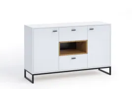 komoda-loft-bialy-mat-dab-artisan-z-szufladami-i-drzwiami-czarny-stelaz