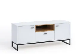 szafka-rtv-olier-135-cm-bialy-mat-dab-artisan-z-szuflada-i-drzwiami-loft