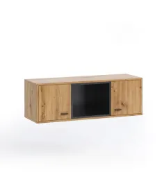 szafka-wiszaca-olier-polka-105-cm-dab-artisan-czarny-mat-z-2-drzwiami-loft