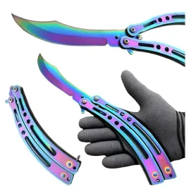 balisong-ostry-skladany-noz-motylkowy-stal-nierdzewna-motylek-rainbow
