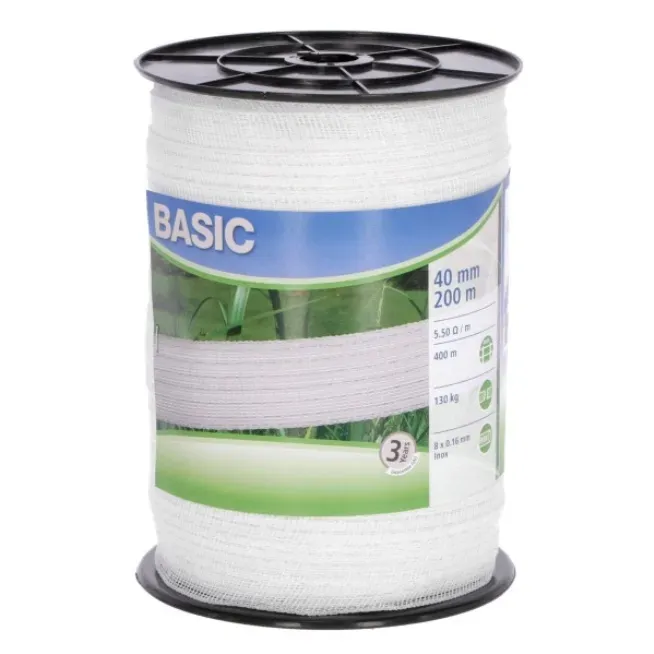 tasma-ogrodzeniowa-basic-200-m-x-40-mm-biala-kerbl-stan-nowy