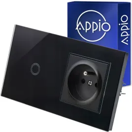 gniazdo-elektryczne-kontakt-z-bolcem-wlacznik-led-pojedynczy-czarny-szklo