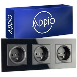 kontakt-czarne-gniazdko-elektryczne-3-z-bolcem-potrojna-fi60-ramka-szklana