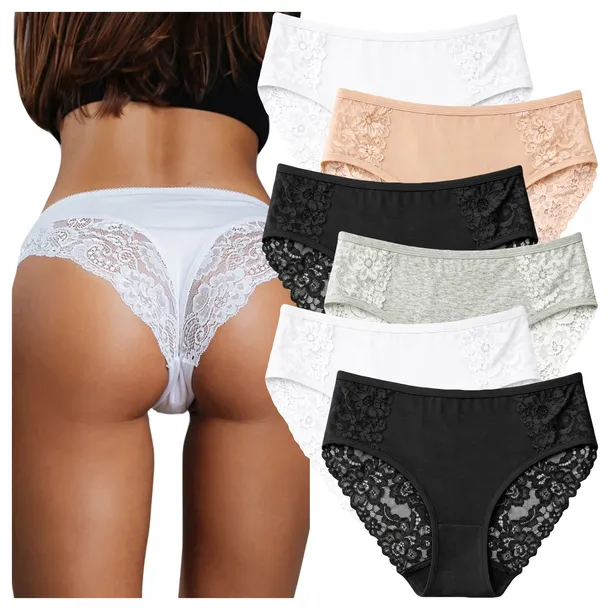 6x Majtki Damskie Figi Bawełniane Komfortowe Sexy Cotton PREMIUM koronkowe
