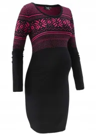 b-p-c-dzianinowa-ciazowa-sukienka-czarna-w-norweski-wzor-36-38