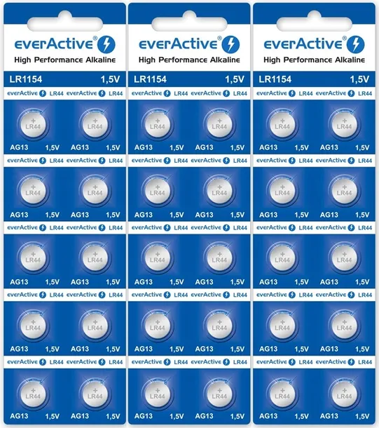 30x BATERIA ALKALICZNA GUZIKOWA LR44 AG13 LR1154 A76 1,5V EVERACTIVE
