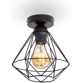 lampa-loft-sufitowa-czarna-oprawa-e27-klatka-salon-kuchnia-sypialnia