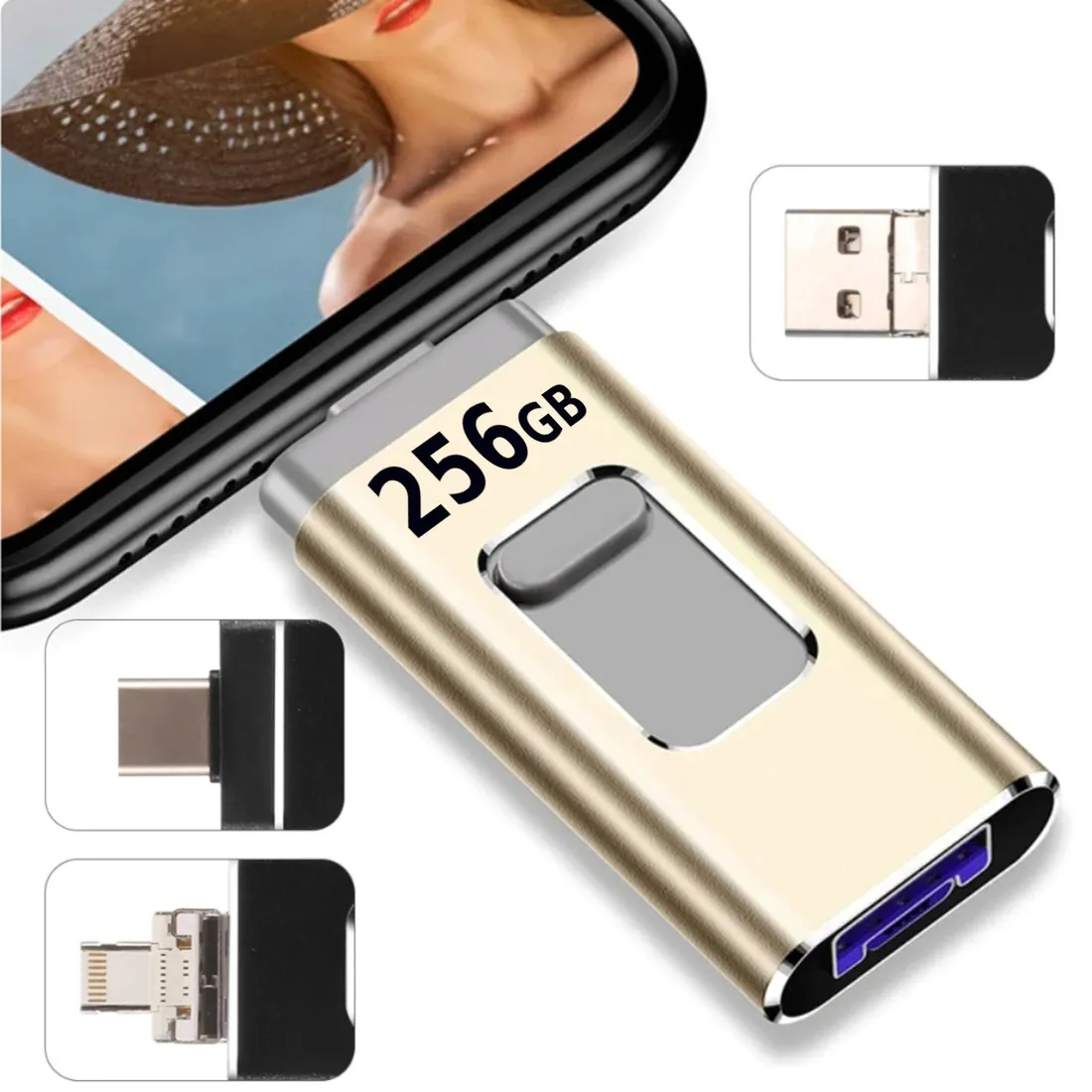 pendrive-256gb-4w1-usb-3-0-iphone-android-micro-usb-typ-c-windows-otg-zloty