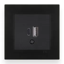 exen-gniazdo-podwojne-ladowania-ladowarka-usb-typ-c-a-biale-ramka-czarna