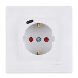 exen-gniazdo-pojedyncze-z-uziemieniem-schuko-usb-typ-c-biale-ramka-biala