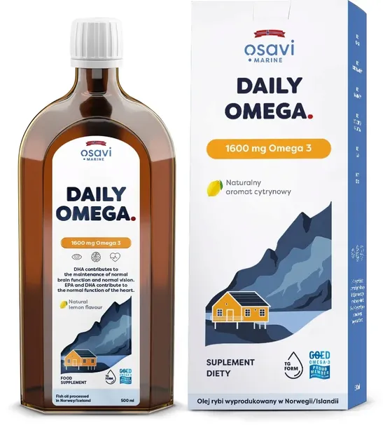 Osavi Marine Daily Omega 1600 mg Omega 3 500ml SERCE Praca MÓZGU Odporność