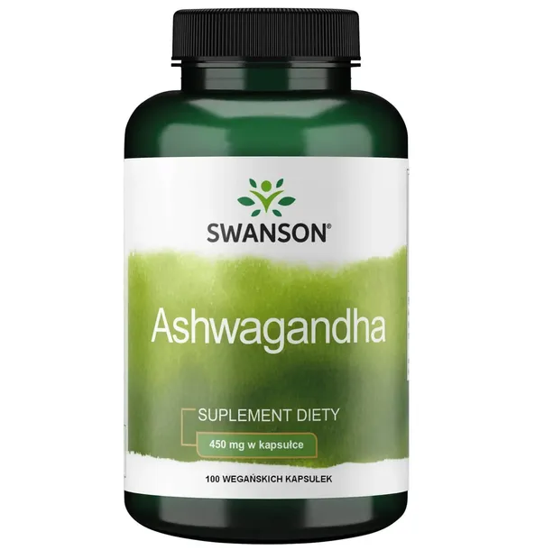 SWANSON ASHWAGANDHA 450MG żeń-szeń indyjski Na PAMIĘĆ Nerwy STRES Odporność