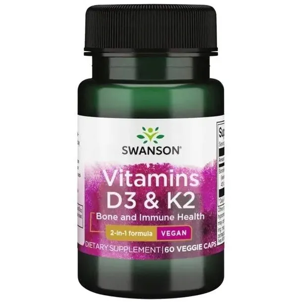 SWANSON Witamina D3 + K2 MK7 VEGE odporność KOŚCI