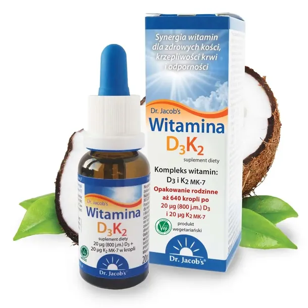 JACOBS Witamina D3 K2 MK-7 krople NATURALNA JAKOŚĆ