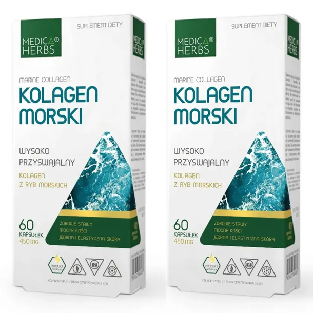 2x Medica Herbs KOLAGEN MORSKI Collagen 60k MŁODA SKÓRA Mocne STAWY Kości
