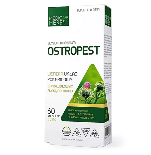Medica Herbs OSTROPEST PLAMISTY SYLIMARYNA 80% 60 kaps Wątroba OCZYSZCZANIE