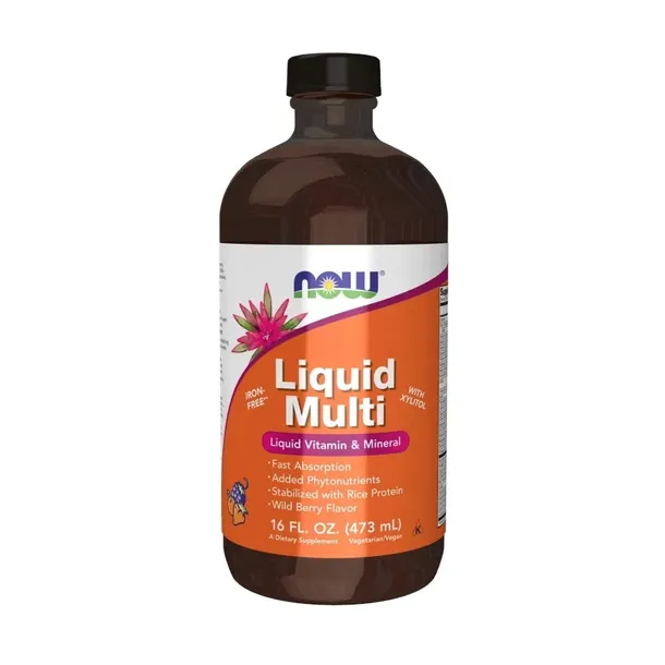 NOW Foods Liquid MULTI WITAMINY Minerały w PŁYNIE 473 ml Dzika Jagoda