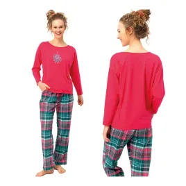 pizama-damska-z-klasyczna-bluzka-i-flanelowymi-spodniami-lns-420-key-xl