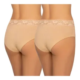 majtki-damskie-bawelniane-2pack-z-koronka-i-wyzszym-stanem-bezowe-kleo-s