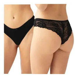 majtki-damskie-brazyliany-bawelniane-2pack-koronka-czarne-kleo-xl