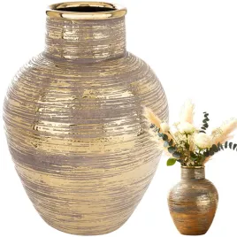 wazon-brazowy-zloty-ceramika-32cm-duzy-premium-efektowny