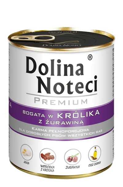 KARMA DLA PSA PREMIUM DOLINA NOTECI KRÓLIK Z ŻURAWINĄ 800G PUSZKA
