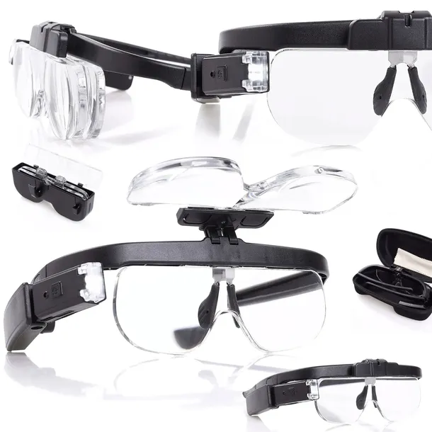 OKULARY SOCZEWKI SZKŁO POWIĘKSZAJĄCE 5X OŚWIETLENIE LED USB