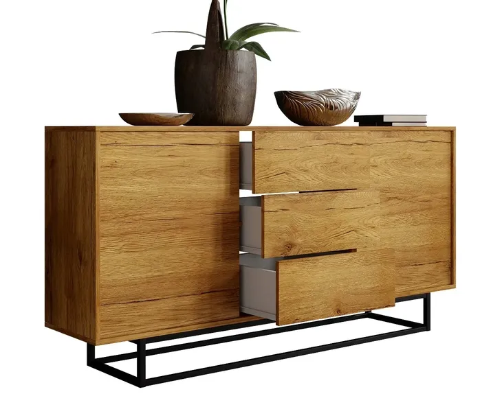 KOMODA DO SALONU SZAFKA DO POKOJU SYPIALNI LOFT RETRO DĄB MAT LFT101