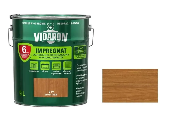 VIDARON Impregnat ochronny powłokotwórczy 9L Złoty Dąb V19