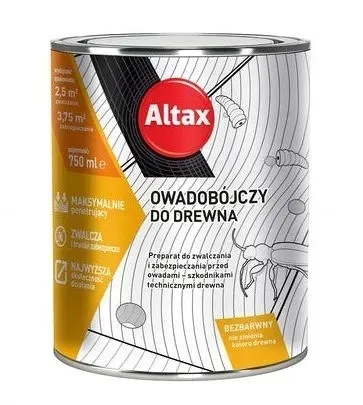 ALTAX ŚRODEK PREPARAT OWADOBÓJCZY DO DREWNA HYLOTOX 0.75L BEZBARWNY