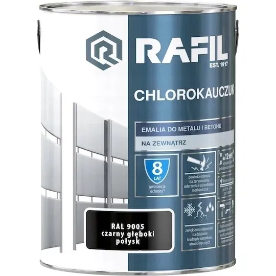 Rafil Chlorokauczuk 5L Czarny RAL9005 Emalia