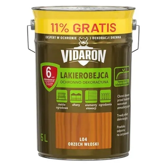 VIDARON Lakierobejca do drewna 5L ORZECH WŁOSKI L04