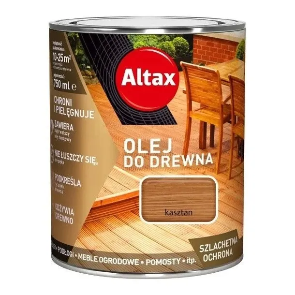 ALTAX Olej do Drewna do tarasów meble ogrodowe podłogi 0,75l KASZTAN