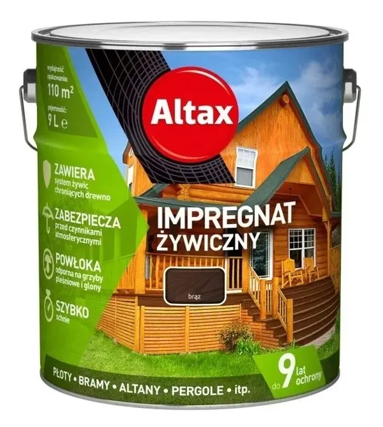 ALTAX IMPREGNAT ŻYWICZNY DO DREWNA 9L - BRĄZ - 9 LAT OCHRONY