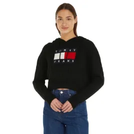 tommy-hilfiger-damski-sweter-tjw-center-flag-cable-hoodie-czarny-r-m