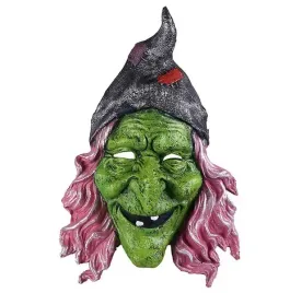 maska-piankowa-czarownicy-wiedzmy-zielono-rozowa-straszna-wiedzma-halloween