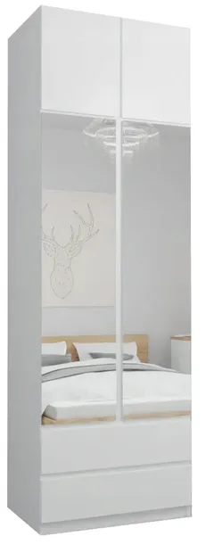 SZAFA EMMA 70 cm + NADSTAWKA + 2 LUSTRA - BIAŁA