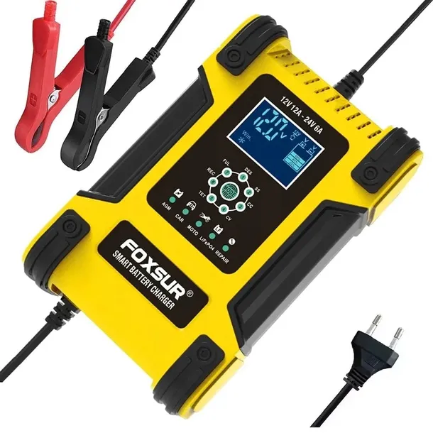 PROSTOWNIK SAMOCHODOWY 12V 24V 12A NAPRAWA AKUMULATORÓW FOXSUR DO mikroproc