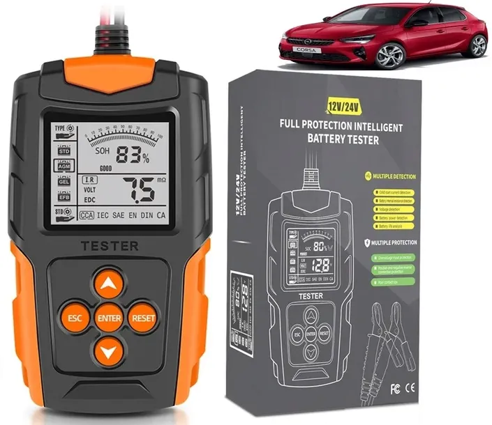 Tester do Akumulatorów Baterii 12V 24V CYFROWY FOXSUR FBT200 3Ah - 200Ah