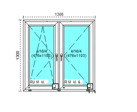 Tanie okno PCV RU+R Białe 130x130