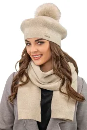 beret-z-pomponem-i-szalik-cieply-komplet-bezowy-vivisence-7035kmpl