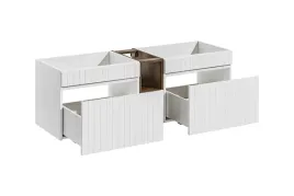 biala-szafka-pod-umywalke-140-cm-wiszaca-frezowany-front-szuflady-regal
