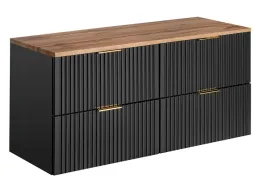 czarna-szafka-pod-umywalke-120-z-blatem-dab-wotan-ryflowane-szuflady-mdf