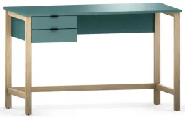 turkusowe-biurko-z-szufladami-stelaz-drewno-100-cm