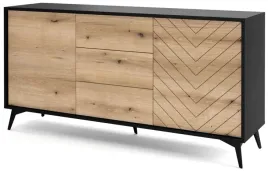 komoda-154-czarna-dab-metal-szuflady-loft-drzwi