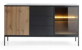 dab-czarny-komoda-154-szeroka-loft-lamele-led