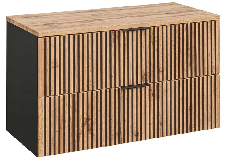 WISZĄCA Szafka do Łazienki CZARNA 80 cm Blat RYFLE