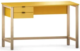 zolte-biurko-z-szufladami-stelaz-drewno-100-cm