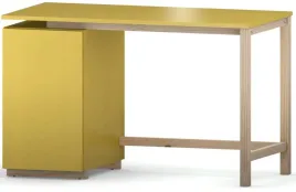 zolte-biurko-z-kontenerkiem-drewniany-stelaz-120